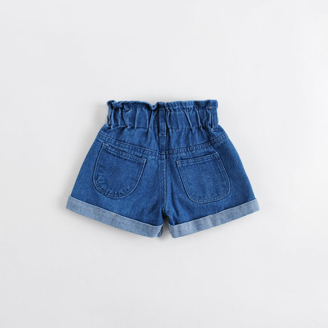 MARC&JANIE Girls Summer Casual Denim Shorts With Cotton Wood Ear Hem Waistband 220782 - MARC&JANIE