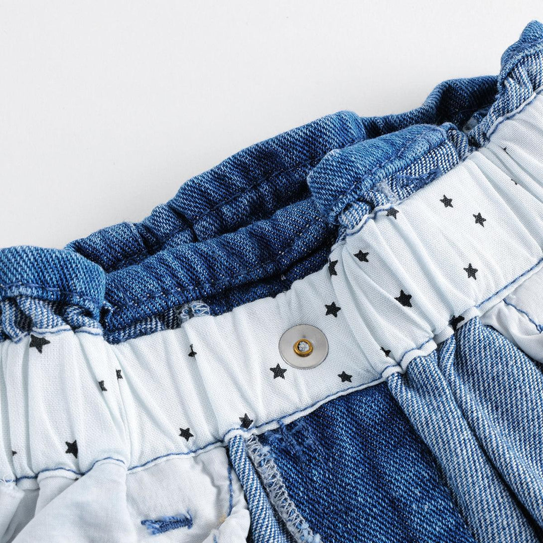 MARC&JANIE Girls Summer Casual Denim Shorts With Cotton Wood Ear Hem Waistband 220782 - MARC&JANIE