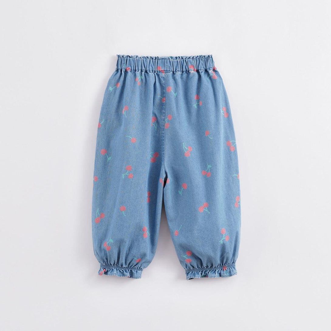 MARC&JANIE Girls Summer Cherry All Over Cotton Denim Pants 230766 - MARC&JANIE