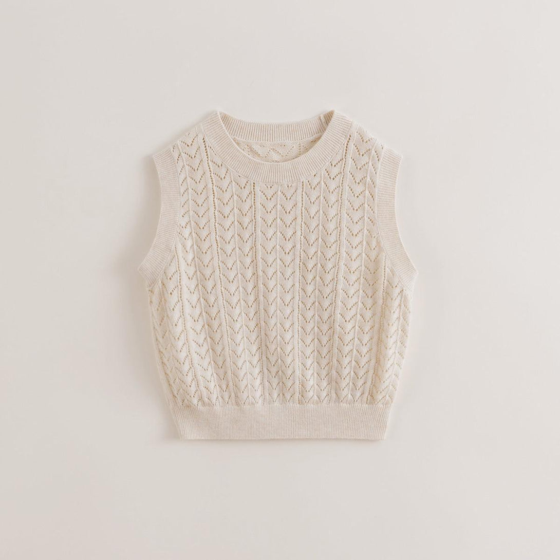 MARC&JANIE LUFU French Series Girls Spring Rainbow Flower Yarn Openwork Knitting Vests 230300 - MARC&JANIE