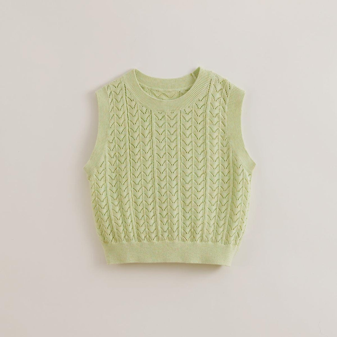 MARC&JANIE LUFU French Series Girls Spring Rainbow Flower Yarn Openwork Knitting Vests 230300 - MARC&JANIE