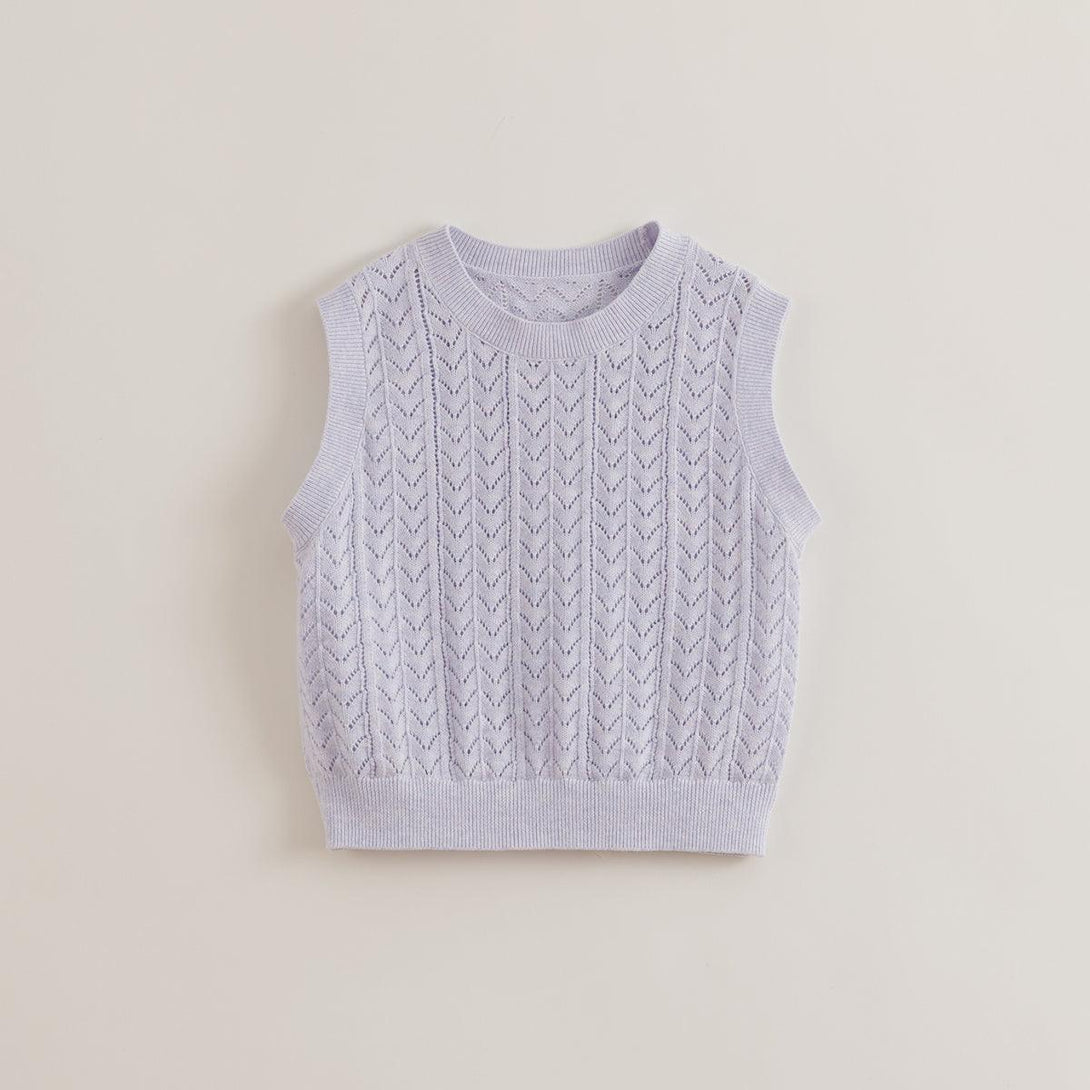 MARC&JANIE LUFU French Series Girls Spring Rainbow Flower Yarn Openwork Knitting Vests 230300 - MARC&JANIE