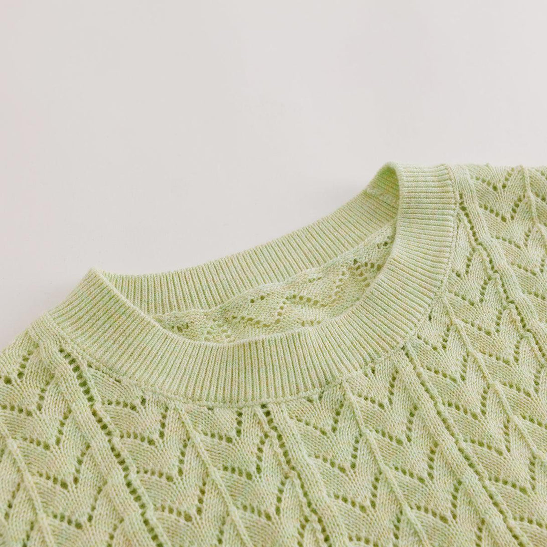 MARC&JANIE LUFU French Series Girls Spring Rainbow Flower Yarn Openwork Knitting Vests 230300 - MARC&JANIE