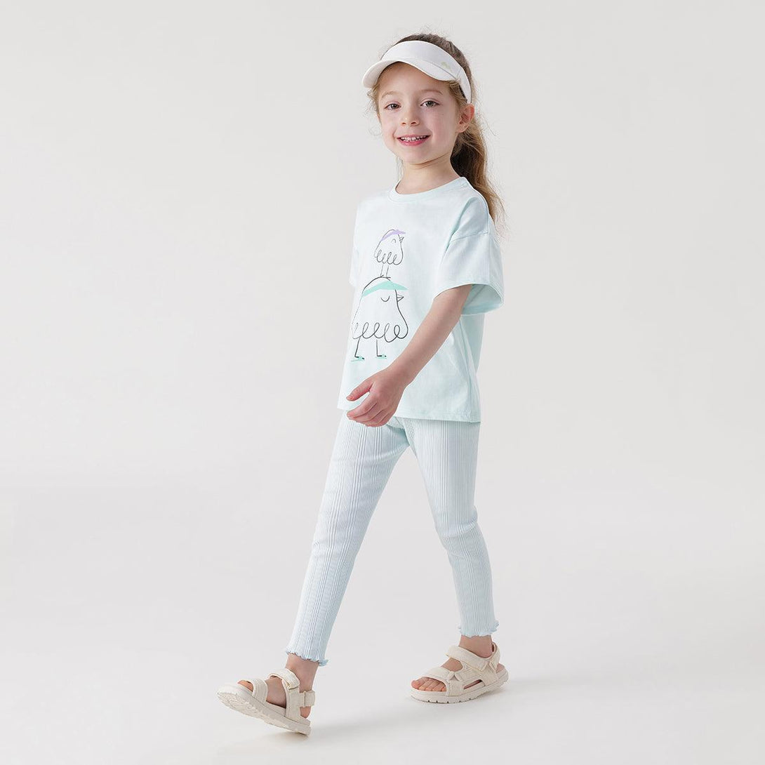 MARC&JANIE Girls Little Flower Wave Lace Stretch Bottom Pants Kids Pants for Summer 240736 - MARC&JANIE