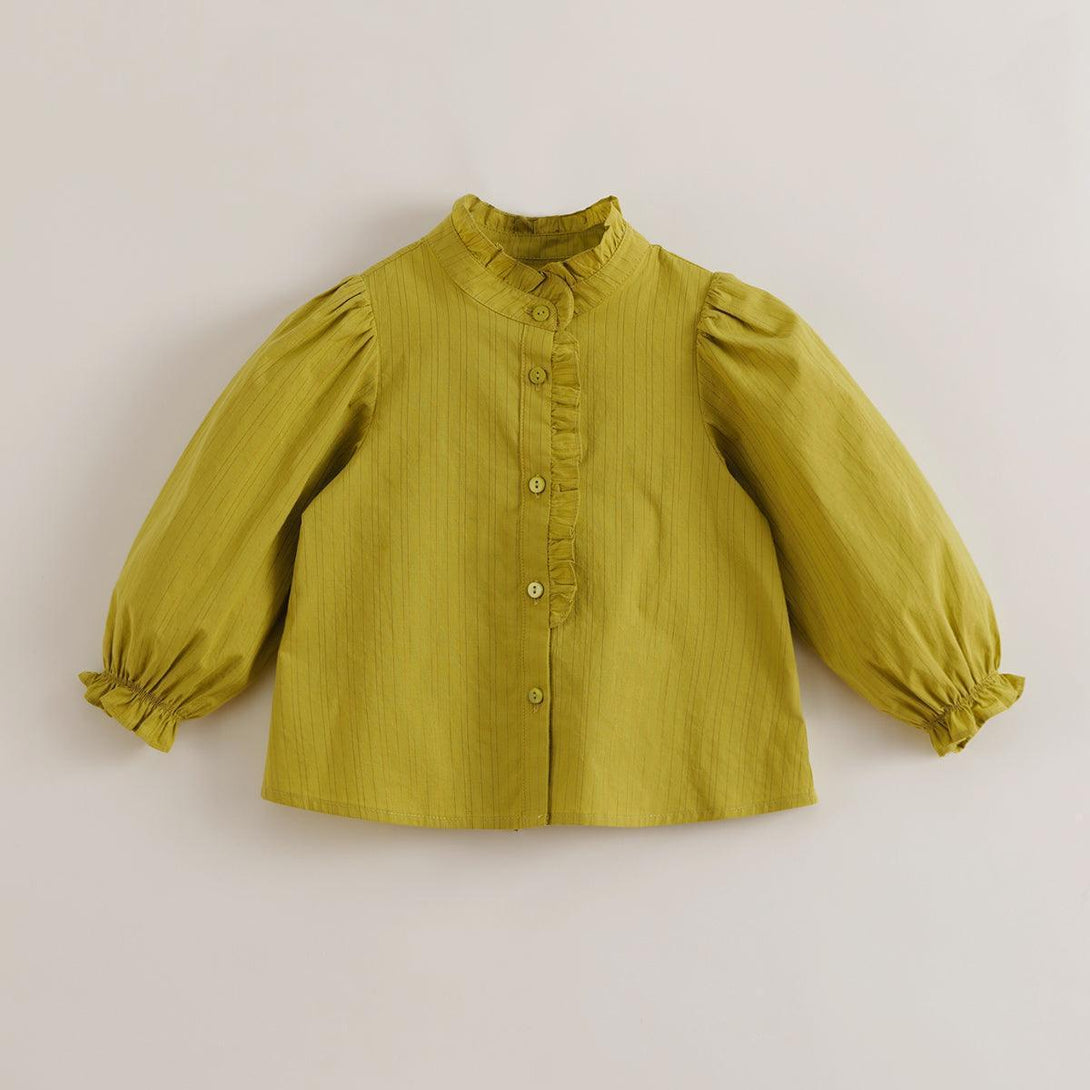 MARC&JANIE Girls Spring Micro Pleated Earrings Stand Collar Shirts 230203 French Series - MARC&JANIE