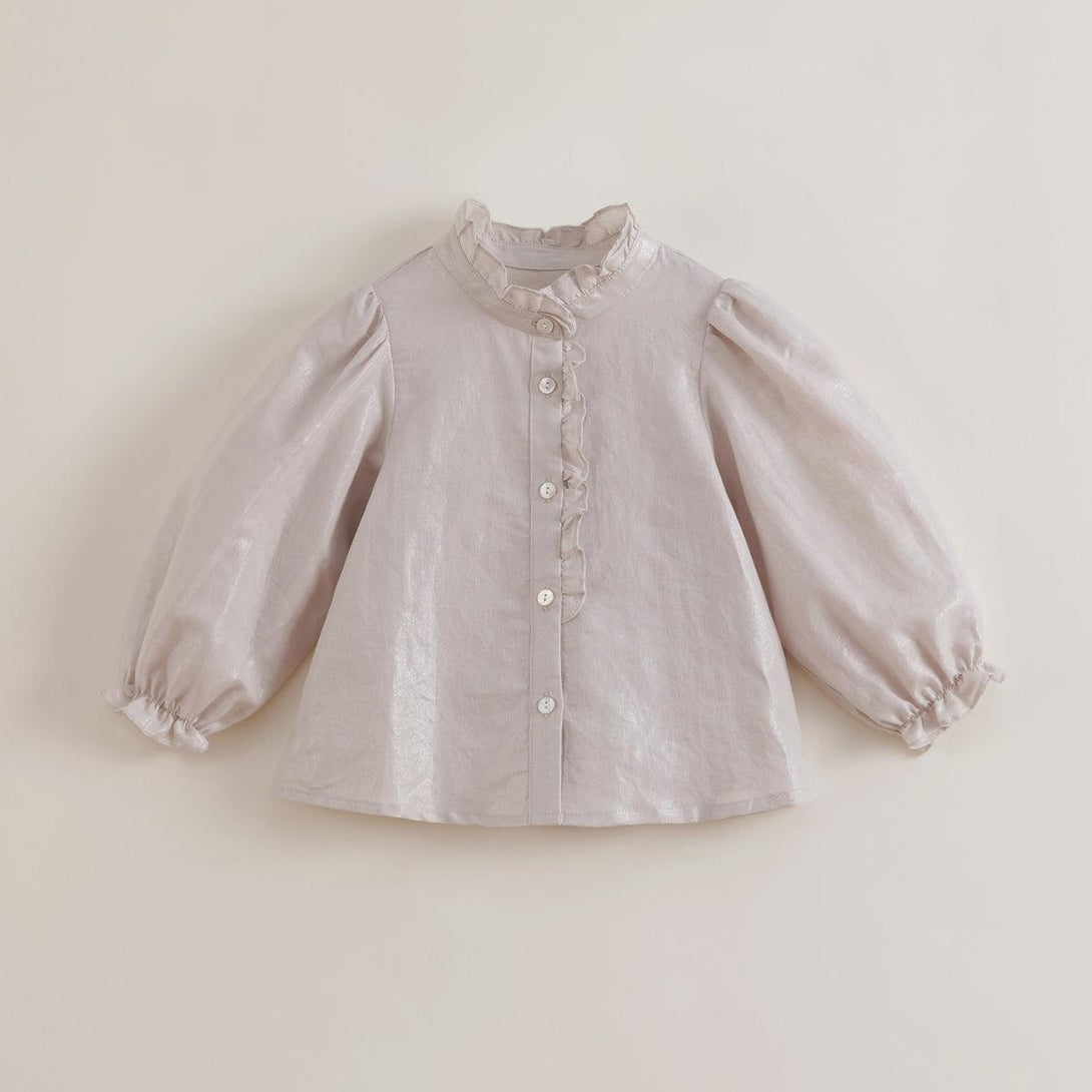 MARC&JANIE Girls Spring Micro Pleated Earrings Stand Collar Shirts 230203 French Series - MARC&JANIE