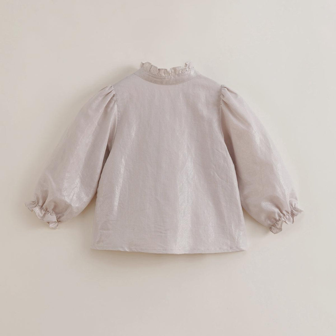 MARC&JANIE Girls Spring Micro Pleated Earrings Stand Collar Shirts 230203 French Series - MARC&JANIE