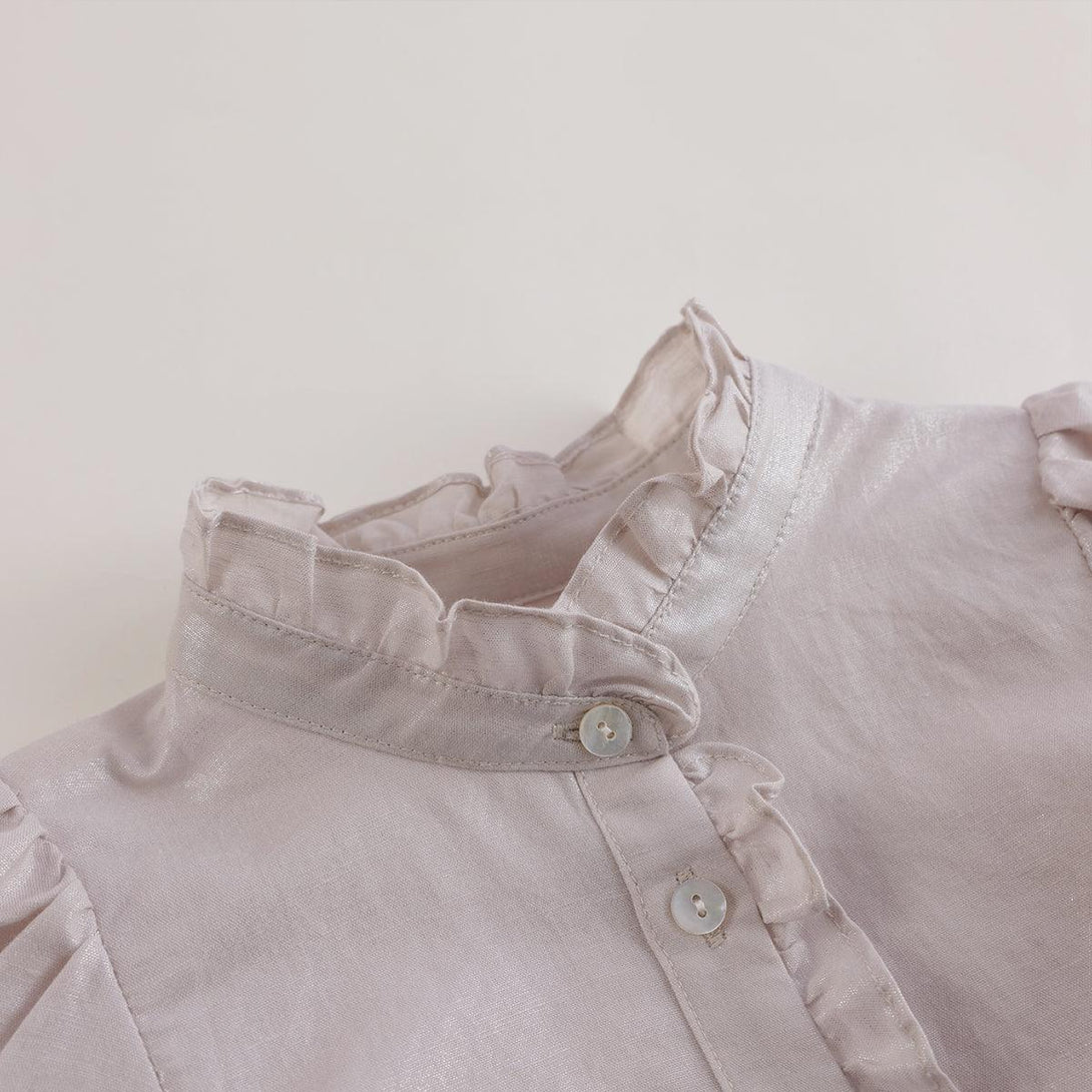 MARC&JANIE Girls Spring Micro Pleated Earrings Stand Collar Shirts 230203 French Series - MARC&JANIE