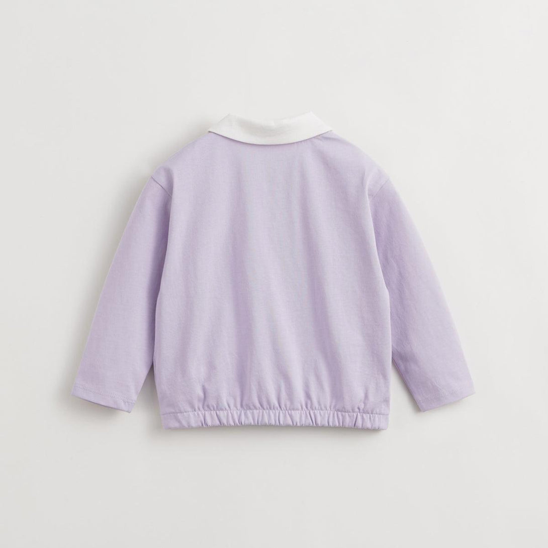 MARC&JANIE Collegiate Style Girls Cotton Polo Neck T-Shirt Kids Cotton Color Block Long Sleeve Top for Spring 240235 - MARC&JANIE